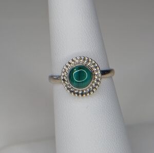 Solid Sterling Malachite Ring 5.75